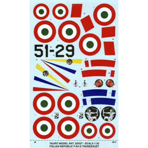 Decalcomanie per F84 G Thunderjet italiani Hobby Boss – Tauro Model scala 1:32  TU48537