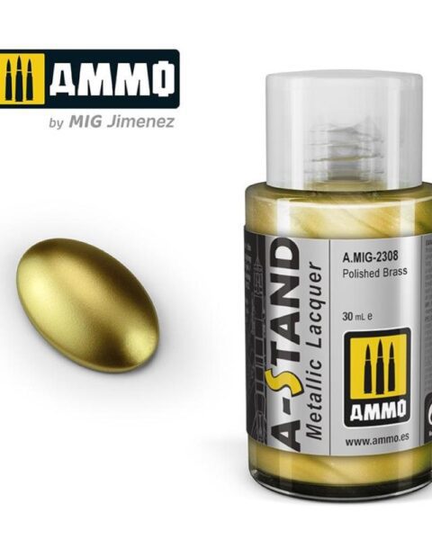 AMIG2308  A-STAND Polished Brass  - 30ml colore a smalto per aerografo AMMO MIG