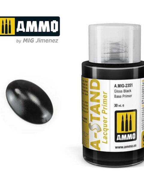 AMIG2351  A-STAND Gloss Black Base Primer   - colore a smalto per aerografo 30ml AMMO MIG