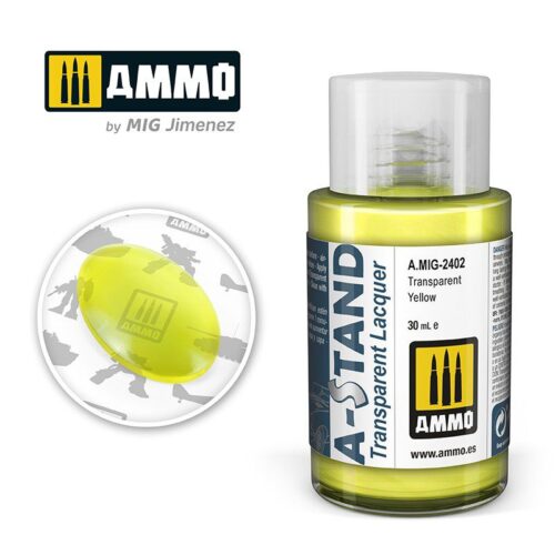 AMIG2402 A-STAND Transparent Yellow – 30ml colore a smalto per aerografo AMMO MIG