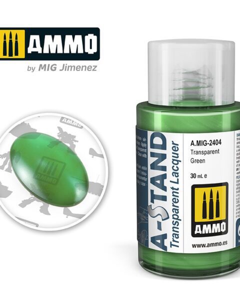 AMIG2404 A-STAND Transparent Green - 30ml colore a smalto per aerografo AMMO MIG