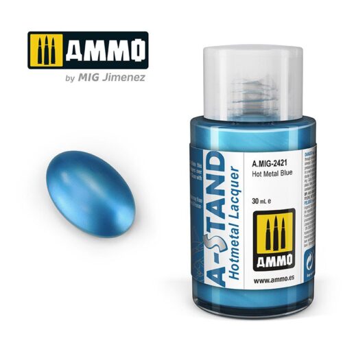 AMIG2421 A-STAND Hot Metal Blue – 30ml colore a smalto per aerografo AMMO MIG