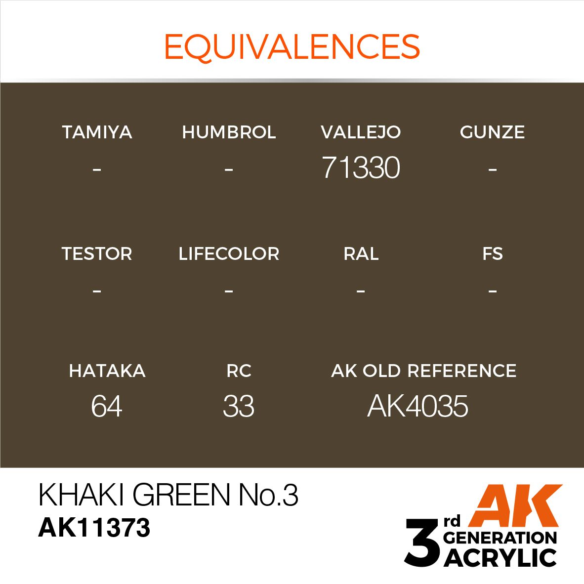 AK11373 3RD. AFV SERIES - KHAKI GREEN NO.3 - 17ml colore acrilico per modellismo - immagine 3