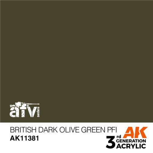 AK11381 3RD. AFV SERIES - BRITISH DARK OLIVE GREEN PFI - 17ml colore acrilico per modellismo - immagine 2