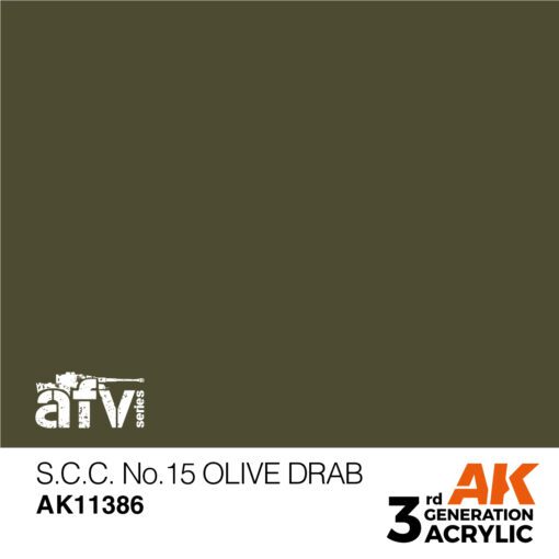AK11386 3RD. AFV SERIES - S.C.C. NO.15 OLIVE DRAB - 17ml colore acrilico per modellismo - immagine 2
