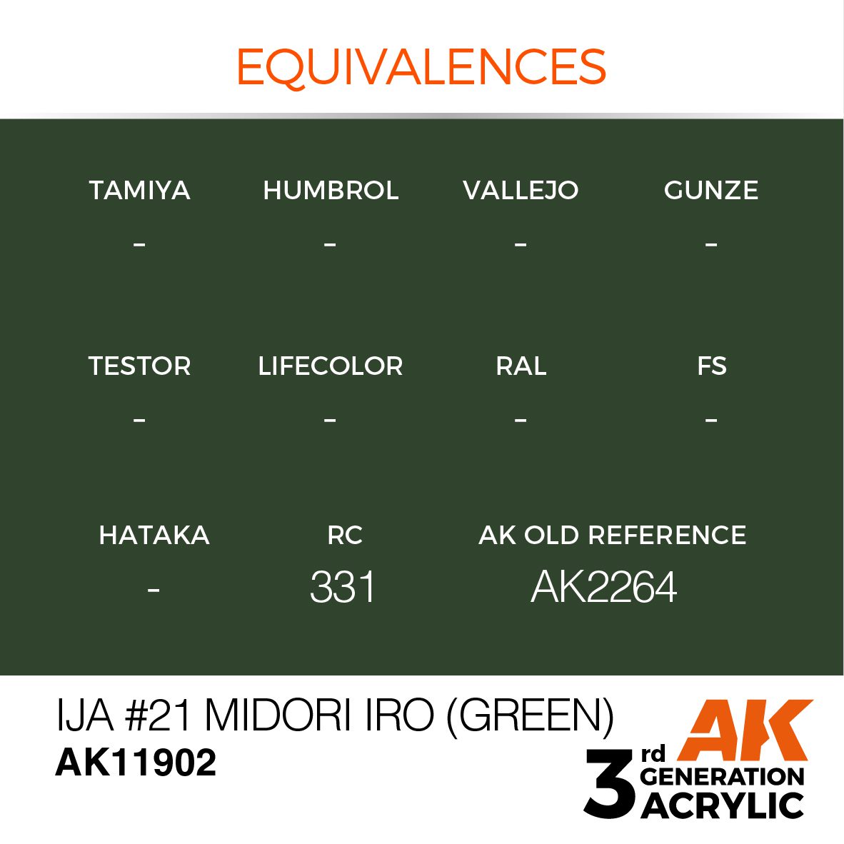 AK11902 3RD. IJA #21 MIDORI IRO (GREEN) 17ml colore acrilico per modellismo - immagine 3
