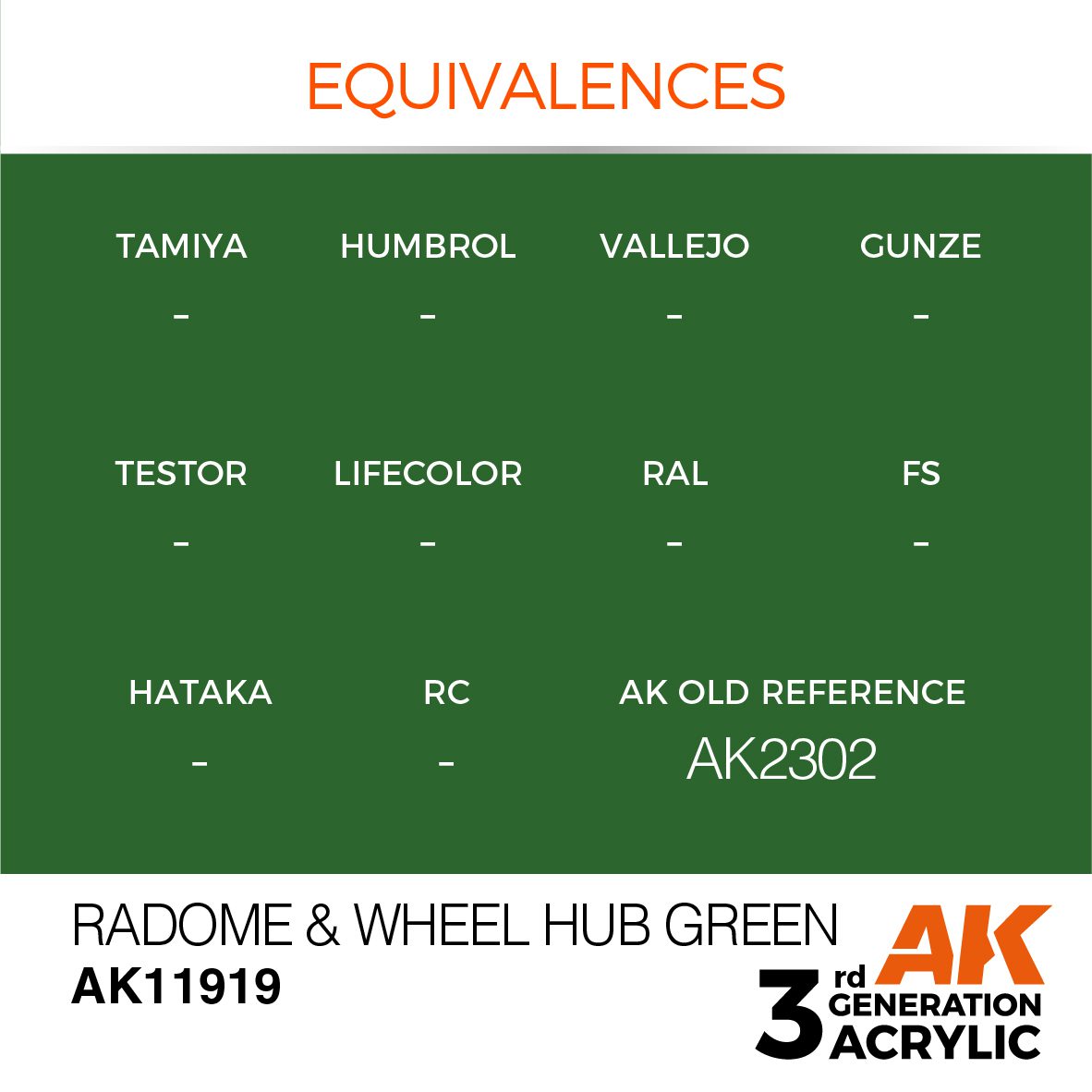 AK11919 3RD. RADOME & WHEEL HUB GREEN 17ml colore acrilico per modellismo - immagine 3