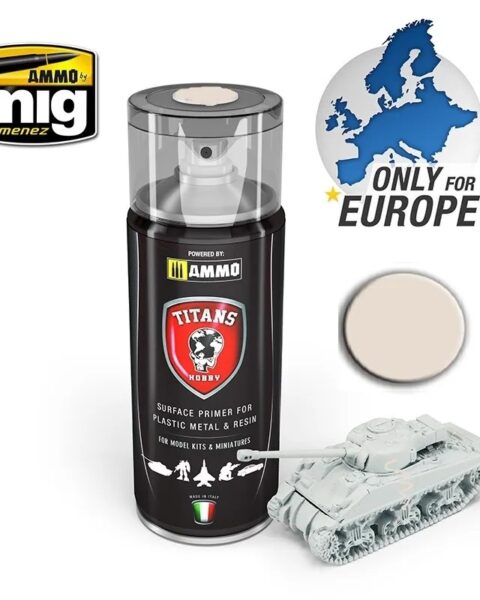 PRIMER SPRAY BONE WHITE OPACO - 400ml Spray per plastica, metallo e resina TITANS HOBBY TTH116