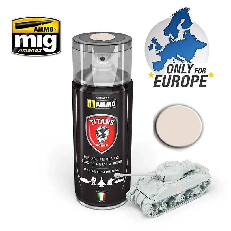 PRIMER SPRAY BONE WHITE OPACO - 400ml Spray per plastica, metallo e resina TITANS HOBBY TTH116