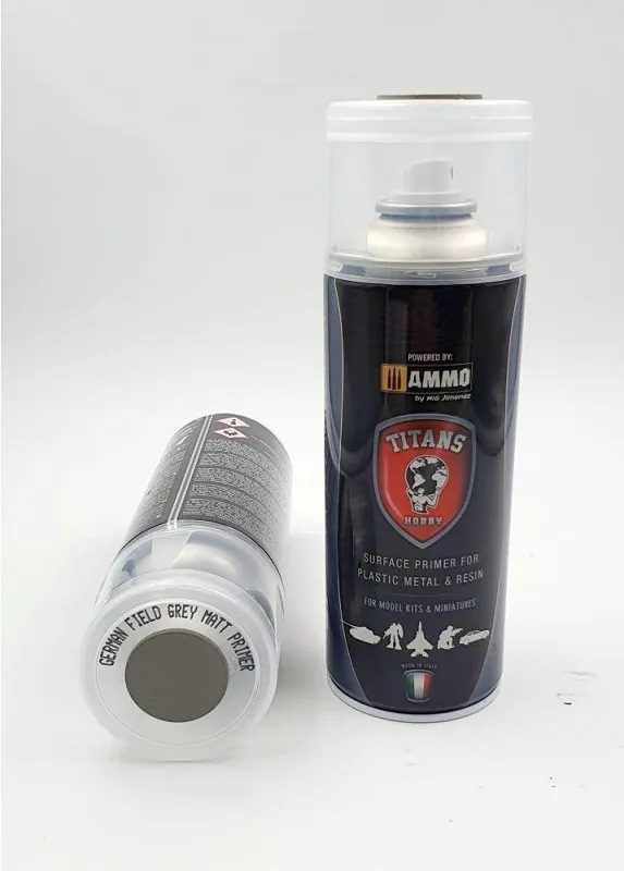 PRIMER SPRAY GERMAN FIELD GREY OPACO - 400ml Spray per plastica, metallo e resina TITANS HOBBY TTH119