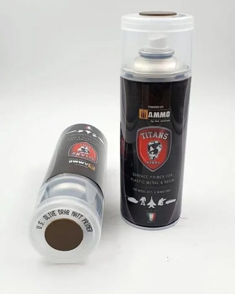 PRIMER SPRAY US OLIVE DRAB OPACO - 400ml Spray per plastica, metallo e resina TITANS HOBBY TTH120