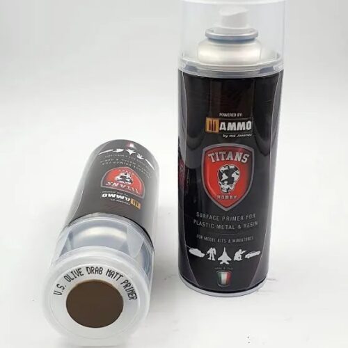 PRIMER SPRAY US OLIVE DRAB OPACO – 400ml Spray per plastica, metallo e resina TITANS HOBBY TTH120