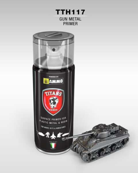 PRIMER SPRAY GUN METAL OPACO - 400ml Spray per plastica, metallo e resina TITANS HOBBY TTH117
