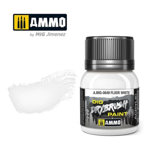 649 FLUOR WHITE Ammo Mig Drybrush Paint 40ml