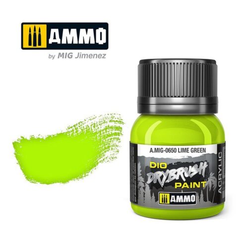 650 LIME GREEN Ammo Mig Drybrush Paint 40ml
