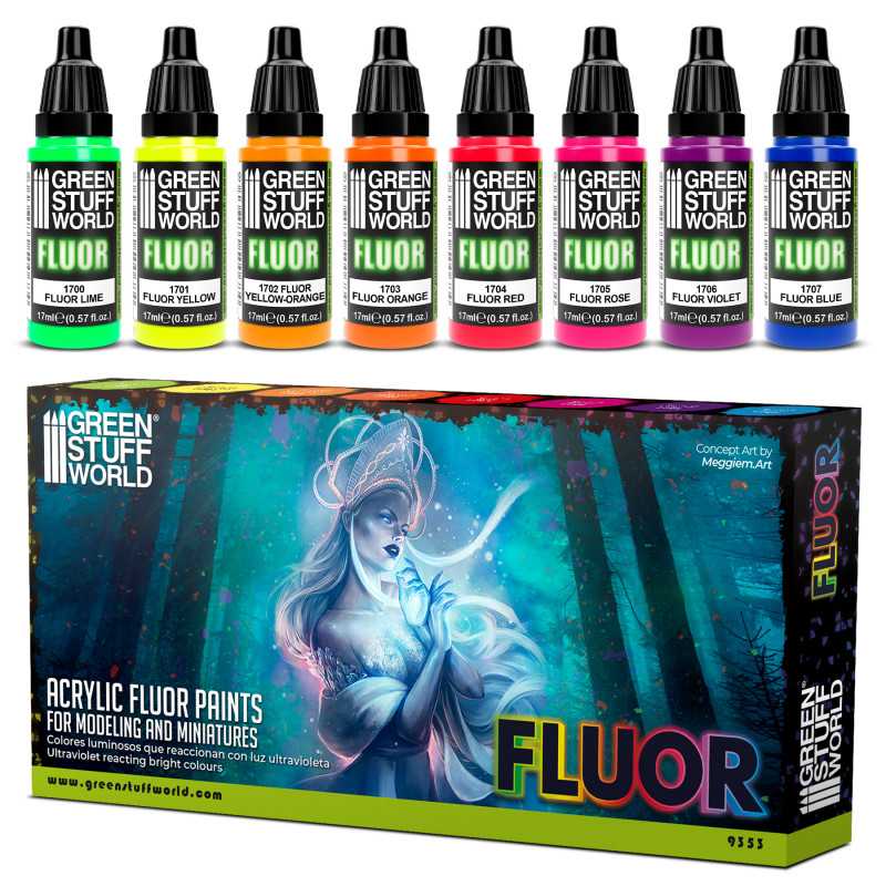 9353 Acrylic Fluor Paints Set GREEN STUFF WORLD