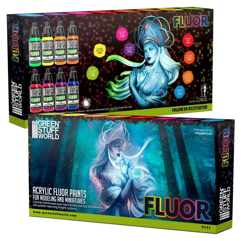 9353 Acrylic Fluor Paints Set GREEN STUFF WORLD - immagine 2