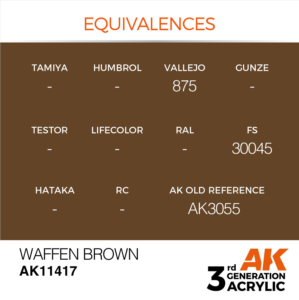 AK11417 3RD. FIGURE SERIES - WAFFEN BROWN - 17ml colore acrilico per modellismo - immagine 3