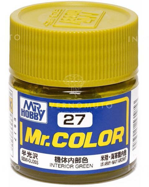 C-027 Gunze Lacquer smalto INTERIOR GREEN/VERDE INTERNI | SEMILUCIDO | AIR US II   | 10ml colore modellismo