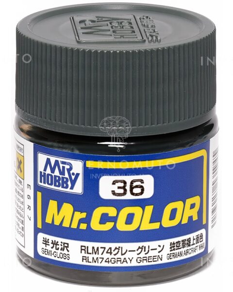 C-036 Gunze Lacquer smalto RLM74 GRAY GREEN/GRIGIO VERDE | SEMILUCIDO | AIR GER II | 10ml colore modellismo