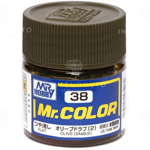 C-038 Gunze Lacquer smalto OLIVE DRAB/GRIGIO OLIVA 2 | OPACO | CARRI US | 10ml colore modellismo