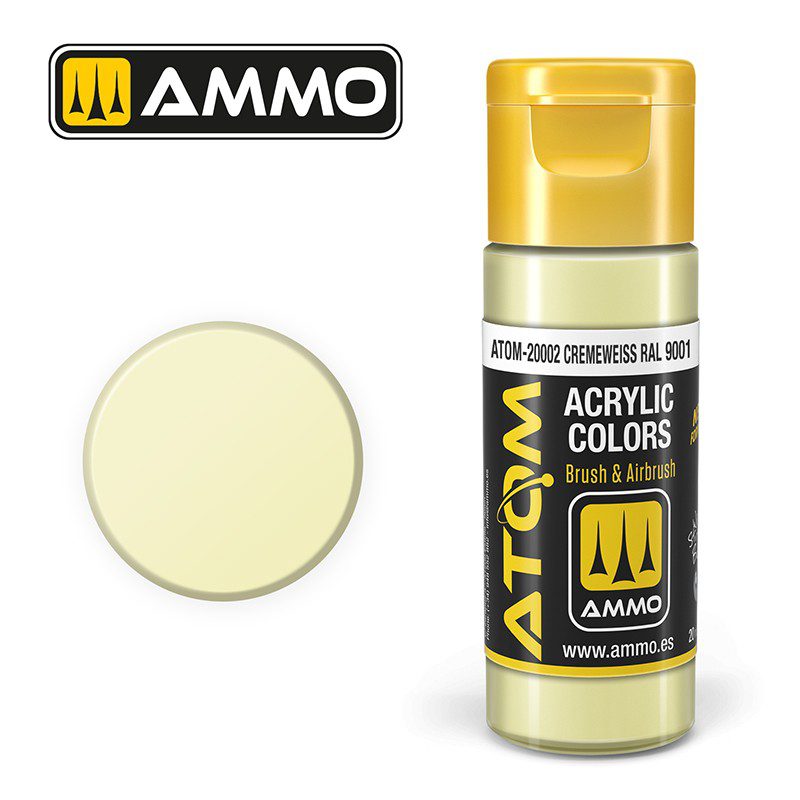 20002 – ATOM Cremeweiss RAL 9001 – 20ml. Ammo Mig Colore acrilico Modellismo