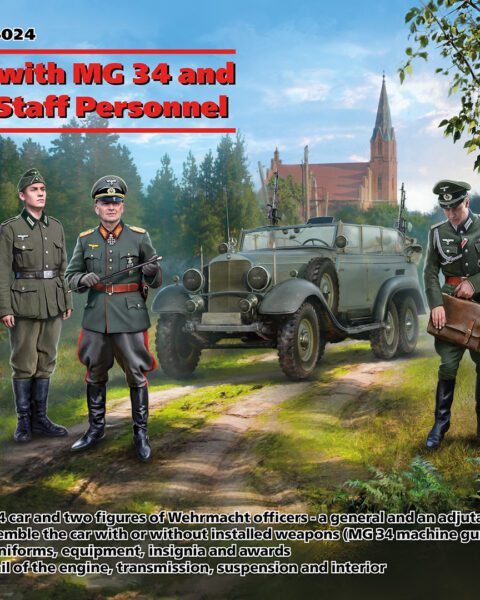 24024 - Type G4 with MG 34 and German Staff Personnel scala 1:24 ICM + COLLA OMAGGIO