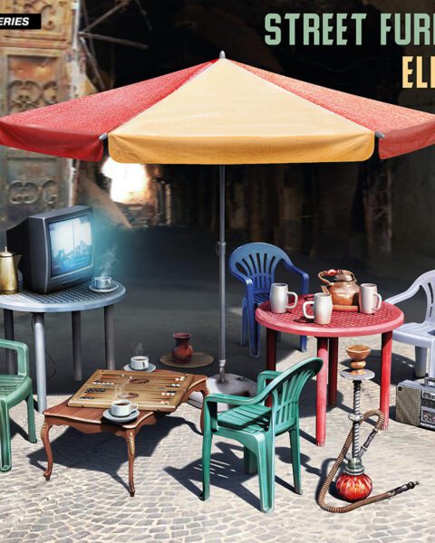 35647 - STREET FURNITURE WITH ELECTRONICS & UMBRELLA scala 1:35 Mini art