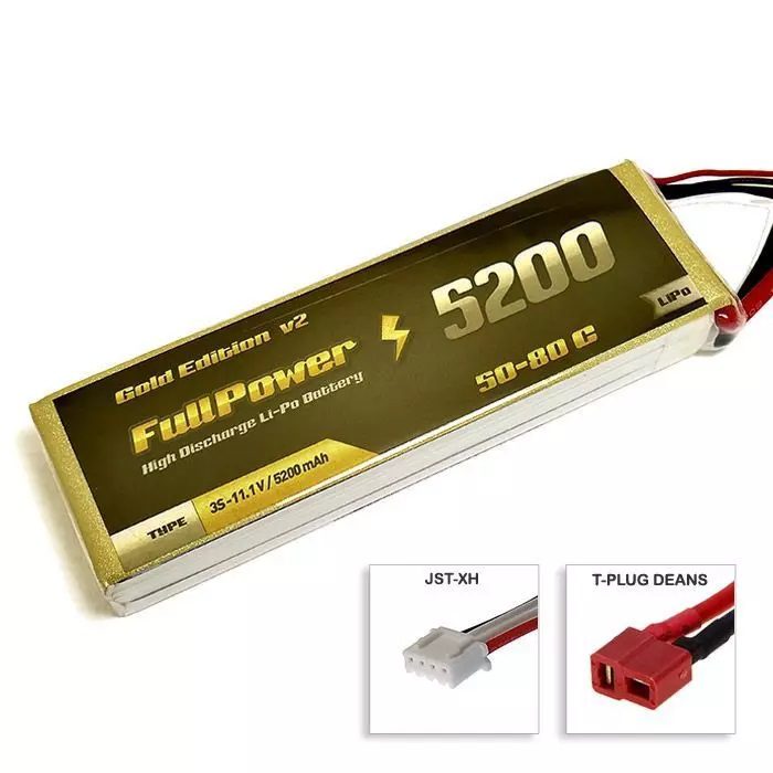 Batteria Lipo 3S 5200 mAh 50C Gold V2 - DEANS - FULLPOWER