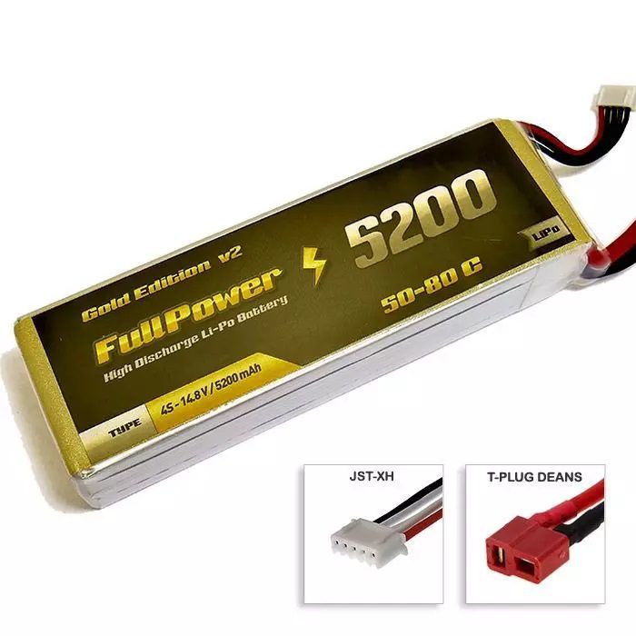Batteria Lipo 4S 5200 mAh 50C Gold V2 - DEANS - FULLPOWER