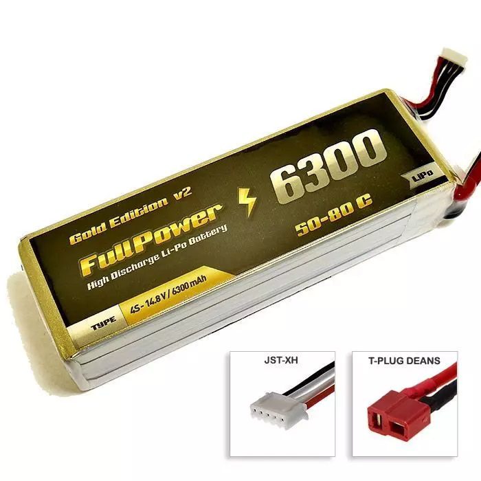 Batteria Lipo 4S 6300 mAh 50C Gold V2 - DEANS - FULLPOWER