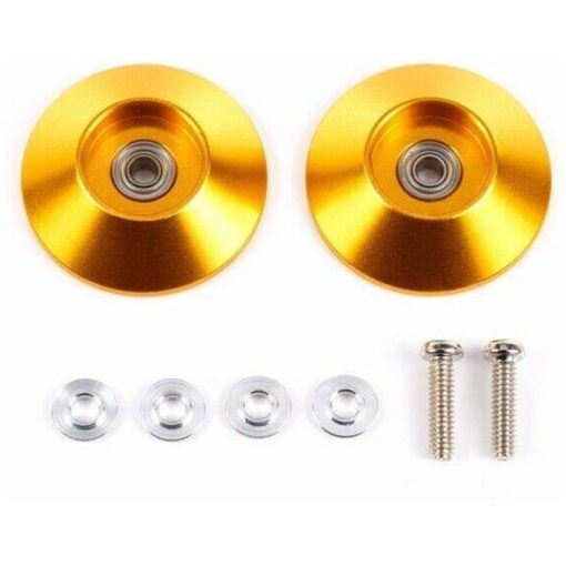 95583 - mini 4WD - HG 19mm Tapered Aluminum Ball Race Rollers Ringless Gold - TAMIYA