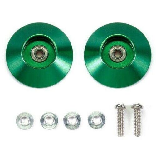 95609 – mini 4WD – HG 19mm Tapered Aluminum Ball Race Rollers Ringless Green – TAMIYA