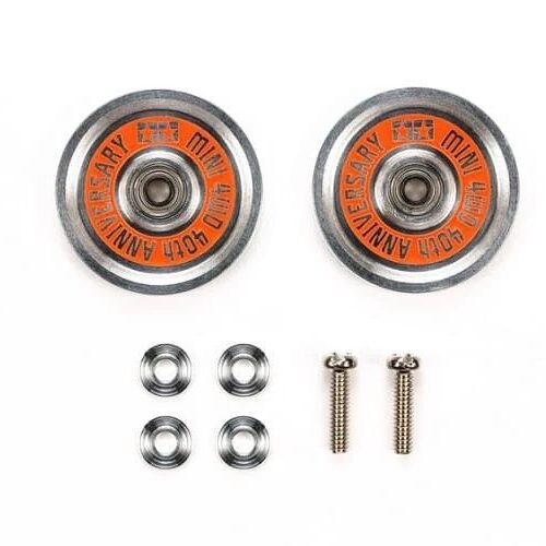 95643 – mini 4WD – 40th Anniversary HG 19mm Aluminum Ball-Race Rollers (Ringless) – TAMIYA