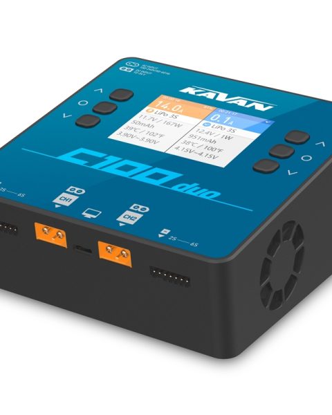 KAVAN C100 caricabatteria CC INPUT 10v-30v 500w x 2 slot
