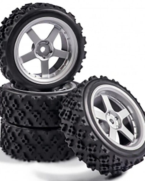 500900166- Set ruote argento da rally a 5 razze  (4pz) scala 1:10 CARSON