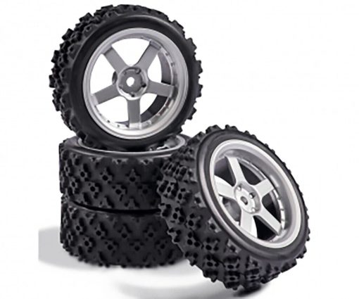 500900166- Set ruote argento da rally a 5 razze  (4pz) scala 1:10 CARSON