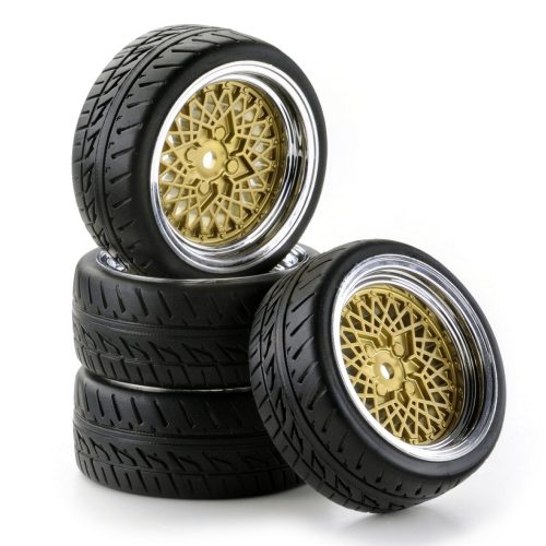 500900551- Set ruote SC-Wheel Classic Style ch/oro (4pz) scala 1:10 CARSON