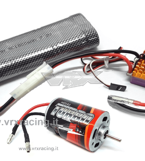 KIT BRUSHED - Motore RC 540, Regolatore 350A, Batteria Ni-MH 1800 mAh 7.2V scala 1:10 - VRX