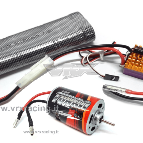 KIT BRUSHED – Motore RC 540, Regolatore 350A, Batteria Ni-MH 1800 mAh 7.2V scala 1:10 – VRX