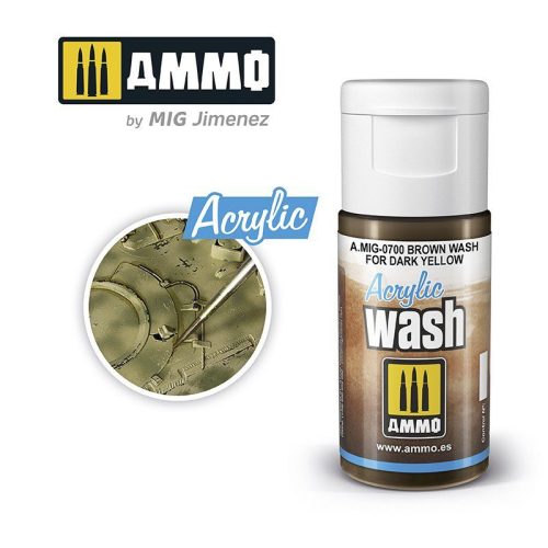 0700 AMMO MIG ACRYLIC WASH  – Brown Wash for Dark Yellow – 15ml