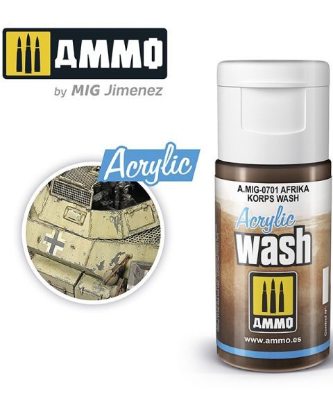 0701 AMMO MIG ACRYLIC WASH  - Afrika Korps Wash - 15ml