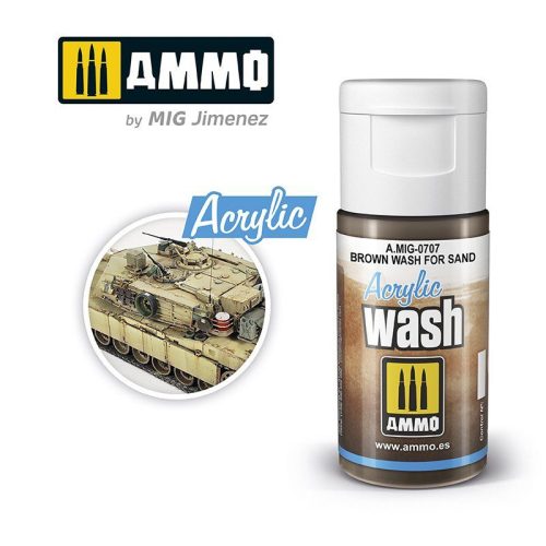 0707 AMMO MIG ACRYLIC WASH – Brown Wash for Sand – 15ml
