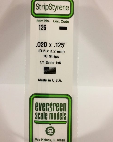 EGSM126 - STRISCIA IN POLISTIRENE BIANCO OPACO 0.5mm X 3.2mm X 35cm EVERGREENSCALEMODELS
