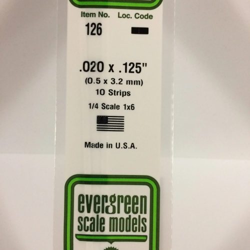 EGSM126 – STRISCIA IN POLISTIRENE BIANCO OPACO 0.5mm X 3.2mm X 35cm EVERGREENSCALEMODELS