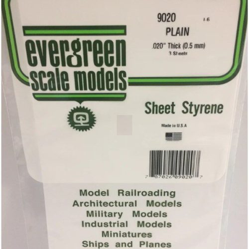 EGSM9020 – FOGLIO DI POLISTIRENE BIANCO OPACO SEMPLICE DA 0,5mm 152x305mm EVERGREENSCALEMODELS