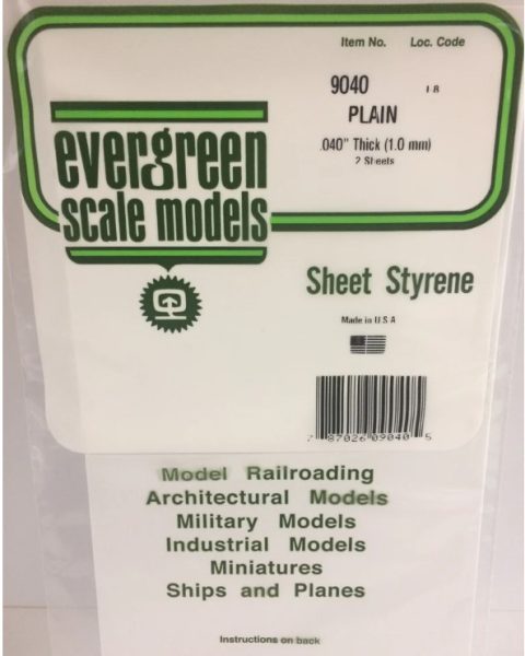 EGSM9040 - FOGLIO DI POLISTIRENE BIANCO OPACO SEMPLICE DA 1mm 152x305mm EVERGREENSCALEMODELS