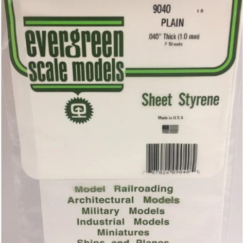 EGSM9040 – FOGLIO DI POLISTIRENE BIANCO OPACO SEMPLICE DA 1mm 152x305mm EVERGREENSCALEMODELS