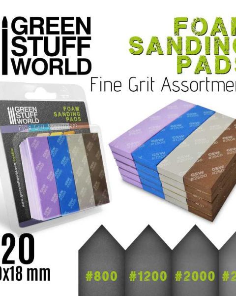 10976 - SPUGNA ABRASIVA EVA - Assortimento grana fine x20 - GREEN STUFF WORLD