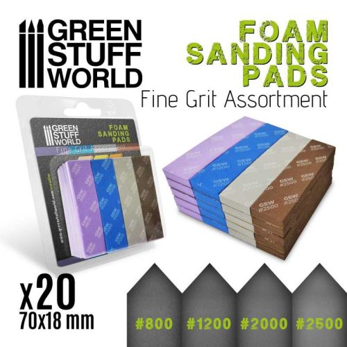 10976 – SPUGNA ABRASIVA EVA – Assortimento grana fine x20 – GREEN STUFF WORLD